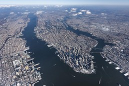 Look at wintry Manhattan from 10,000 feet