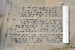 Close-up of vaccination Point of Distribution at Dallas Fair Park