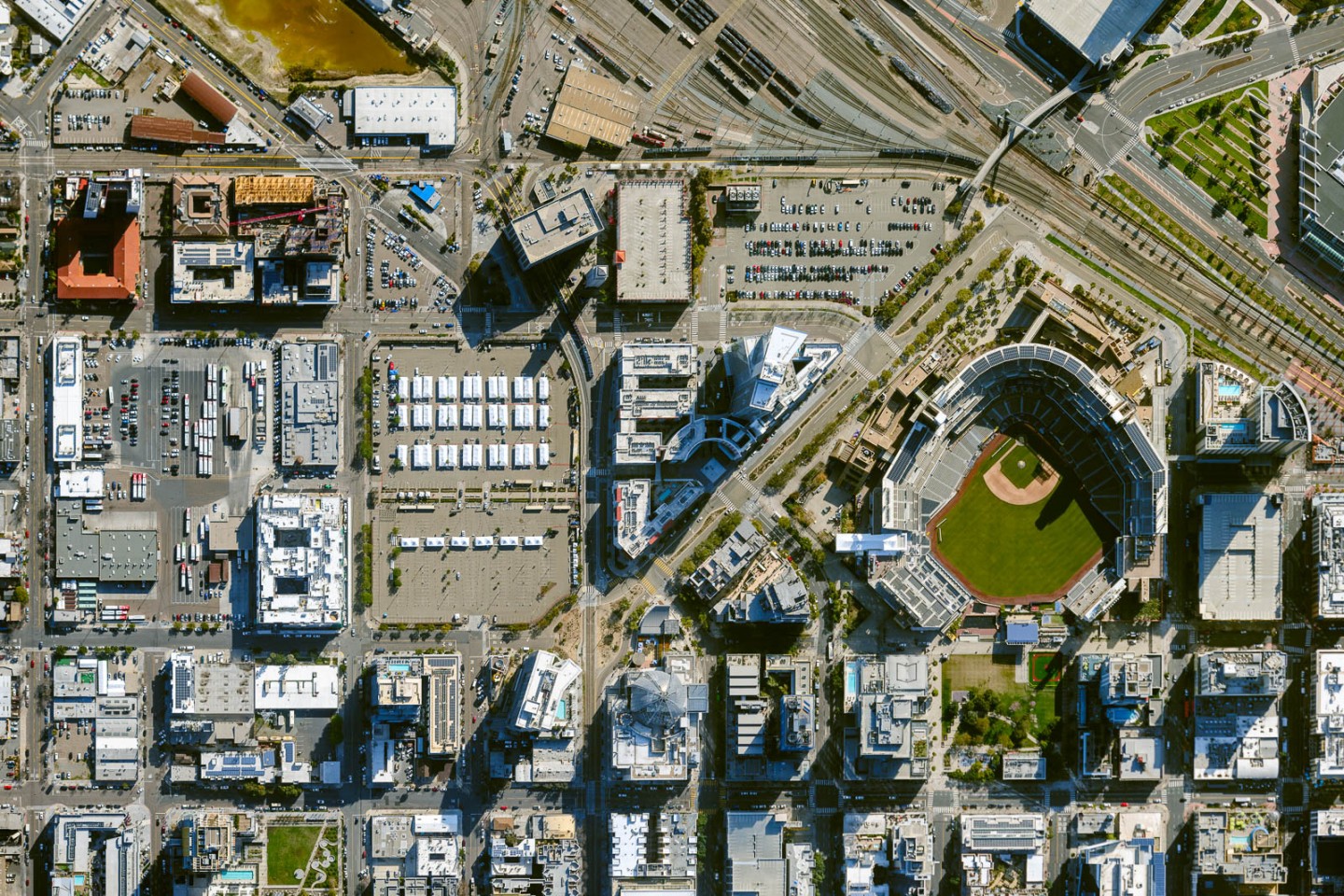 Wide view of San Diego Petco Park – city's largest vaccination site